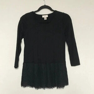 Loft Black Lace Panel Top